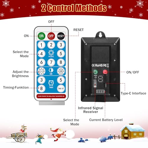 Solar Candy Cane Pathway Lights, 24PCS 240LED Outdoor Christmas Decorations with Remote T5735