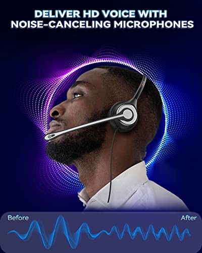 Corded Telephone Headset with Noise Canceling Mic and Quick Disconnect A773663