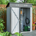 5 X 3 Ft Outdoor Storage Shed, Galvanized Metal Garden Shed with Lockable Doors, Tool Storage Shed for Patio Lawn Backyard Trash Cans