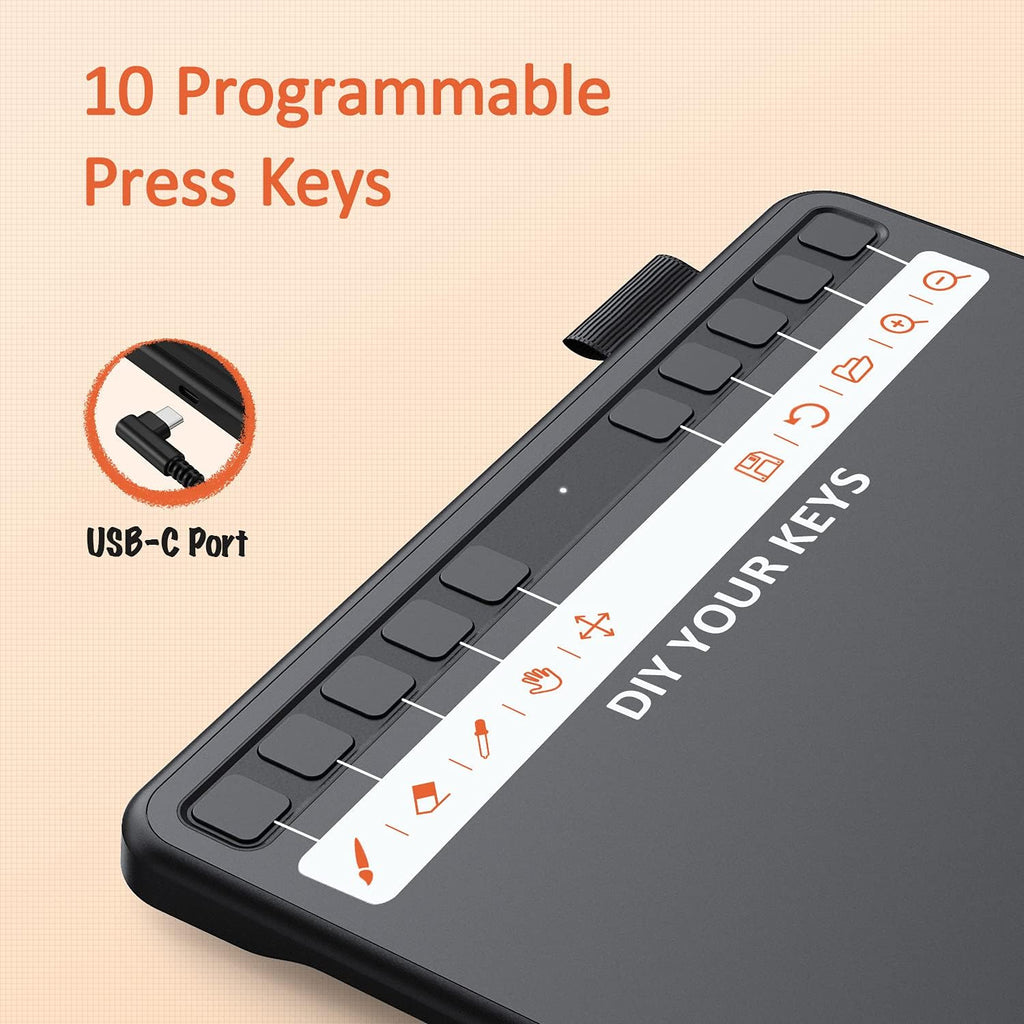 Graphics Drawing Tablet with Battery-Free Stylus and 8192 Pressure Levels O630