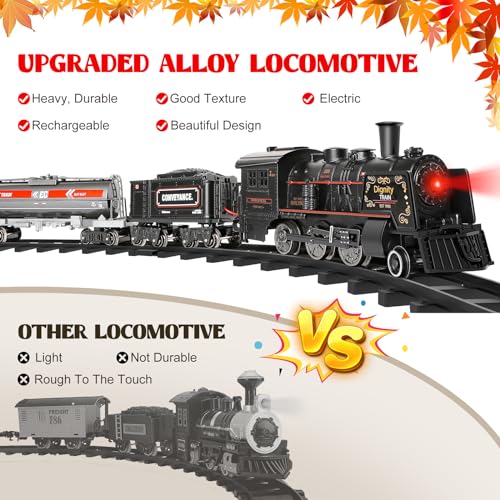 Train Set for Boys with Steam Locomotive, Cargo Cars & Tracks R457135