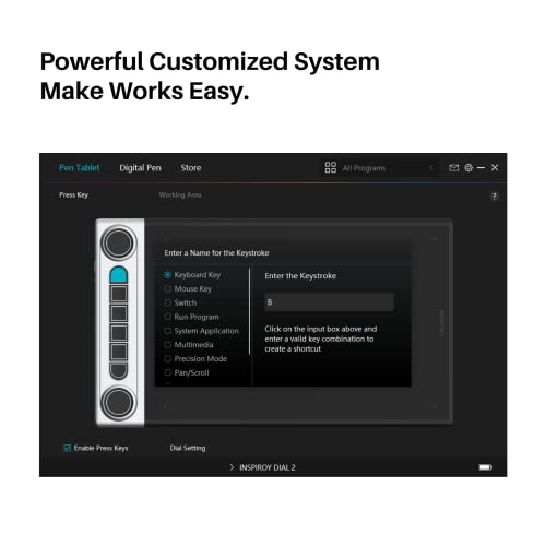 Bluetooth Wireless Drawing Tablet with Dual Dials and Battery-Free Stylus S627