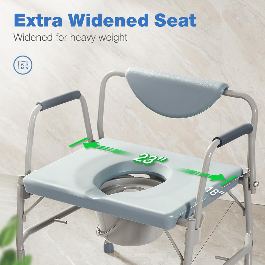 Bariatric Commode Chair with Drop Arms and Extra Wide Seat G78936