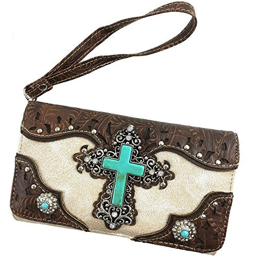 Cross Angel Wings Concealed Carry Handbag Purse Crossbody Messenger Bag and Wallet E881