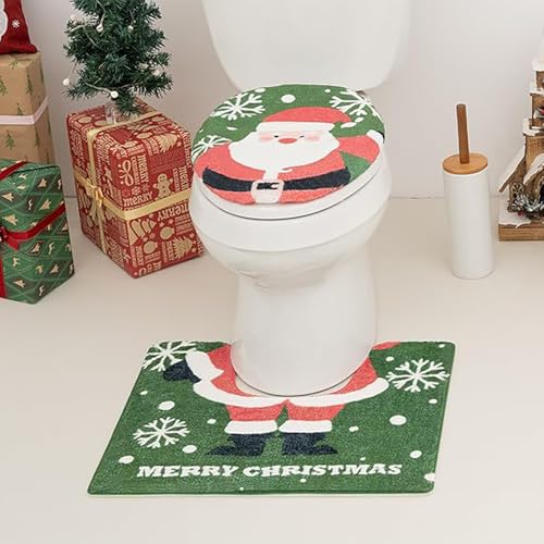 Christmas Bathroom Rugs with Toilet Seat Cover Non Slip U Shaped S66242