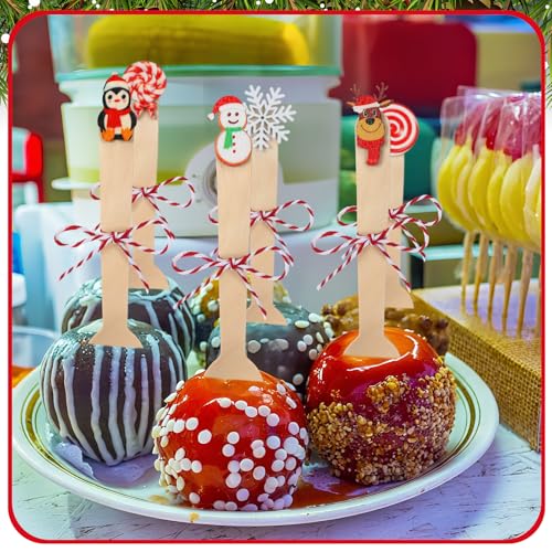 100 Set Christmas Wooden Spoons for Hot Cocoa, Chocolate, and Baking U148