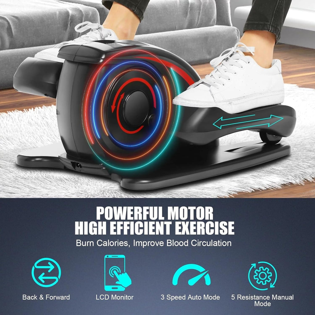 Under Desk Elliptical Machine Electric Seated Pedal Exerciser with LCD Display and Remote Control O53848