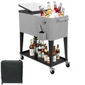 SEALAMB 80 Quart Rolling Cooler Cart with Wheels, Portable Ice Chest with Bottle Opener & Shelf, Outdoor Beverage Cart Ice Chest Cart for Patio Party, Picnic, BBQ, Camping