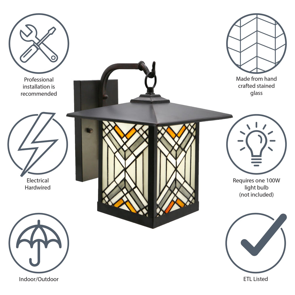 Outdoor Mission Stained Glass Wall Sconce Q698