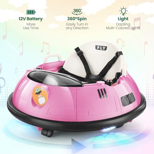 Kids Bumper Car with Remote Control, 360 Degree Spin, Pink Z9083
