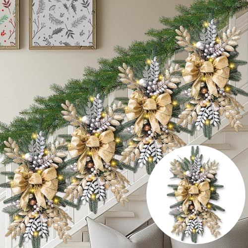 Prelit Teardrop Christmas Swag 24 Inch for Staircase Wall Window Decor L968037