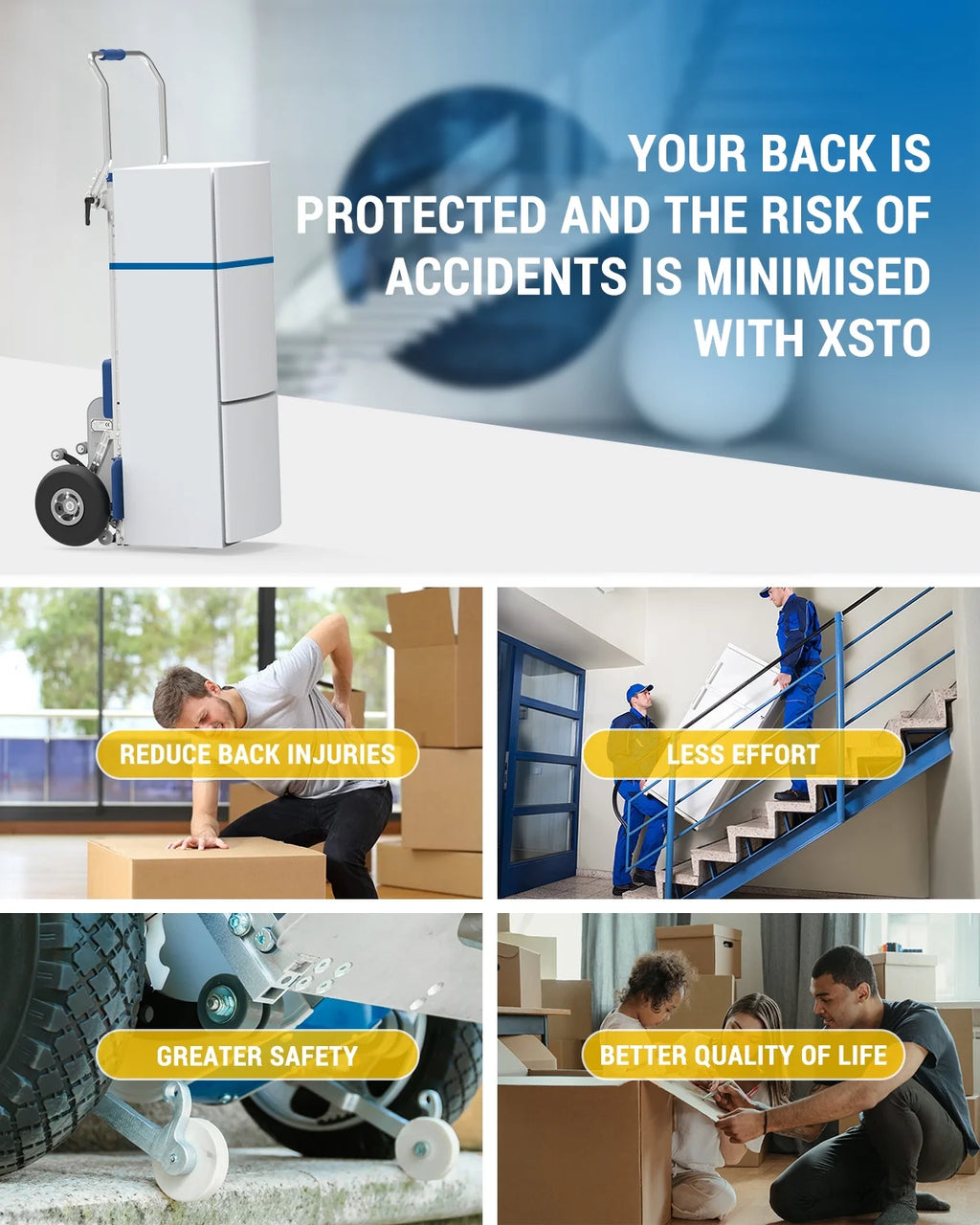 Electric Stair Climbing Hand Truck Dolly Cart with Auto Edge Brake, 375LBS Capacity O5358