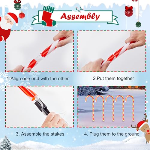 Solar Candy Cane Lights Outdoor Pathway, 8 Modes LED Christmas Decorations Z884