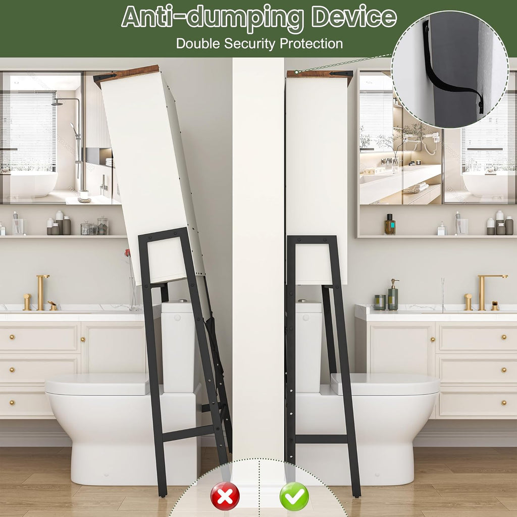 Over The Toilet Storage Cabinet with Adjustable Shelves and Barn Door A346660