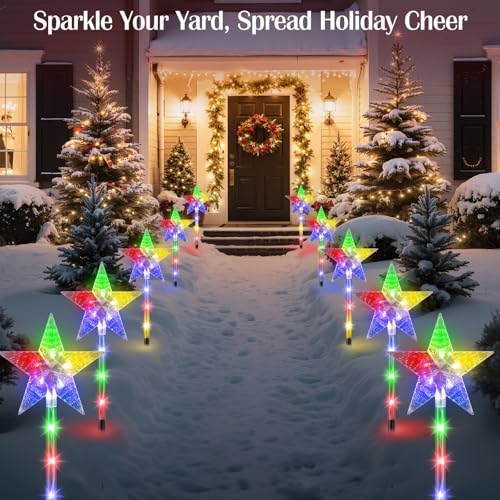 Solar Walkway Lights Outdoor, 8 Pack Candy Cane Christmas Decorations L731