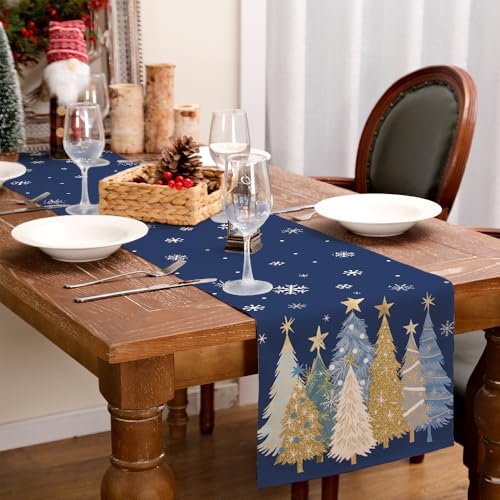 Christmas Table Runner 13x72 Inch, Red Winter Holiday Decor H348