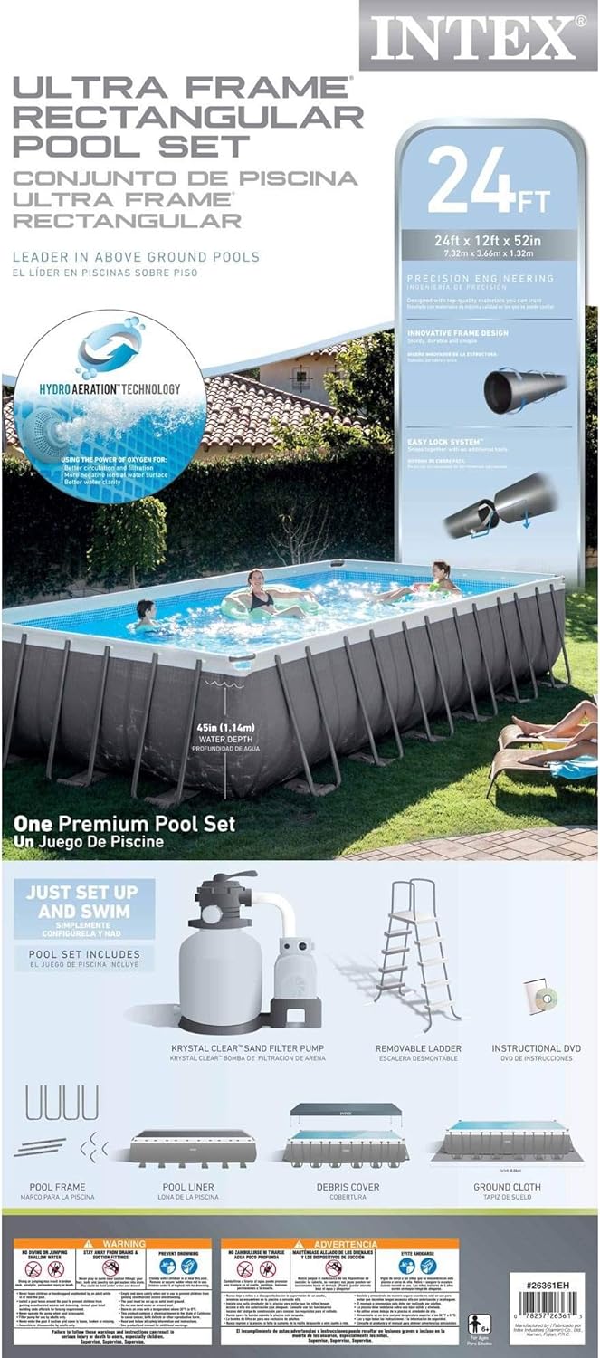 Rectangular Above Ground Pool Set with Sand Filter Pump H19291