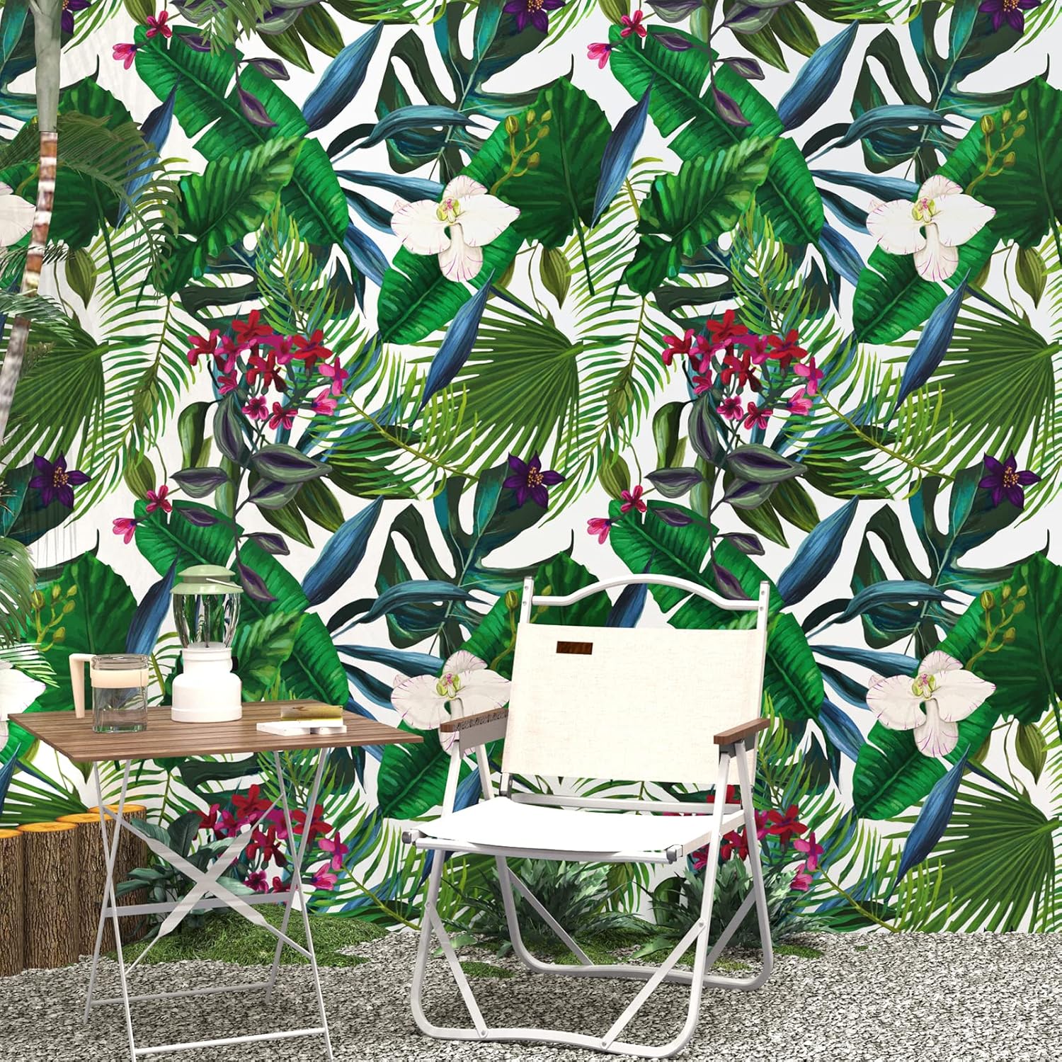 Tropical Green Floral Peel and Stick Wallpaper 24"x118" Z962