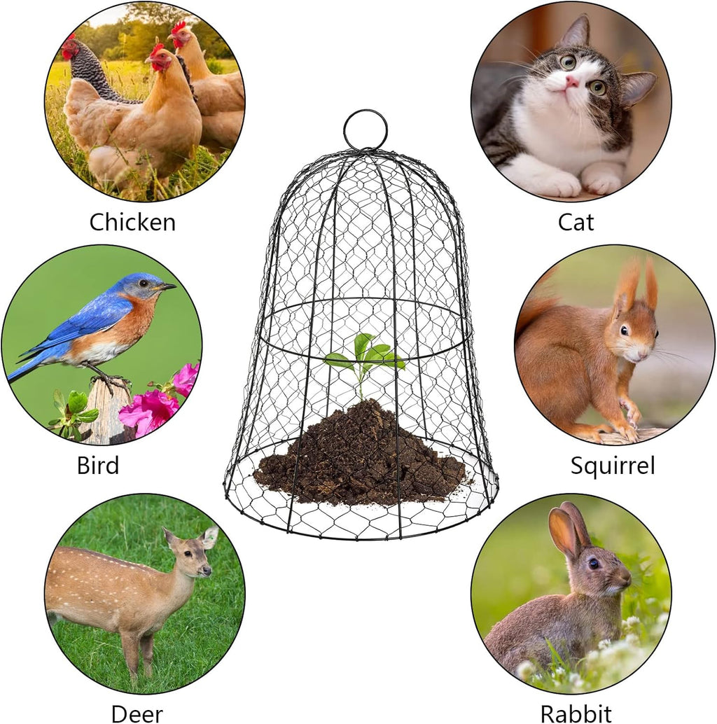 Garden Chicken Wire Cloche 16x13 Inches Black Dome Plant Protector G88980