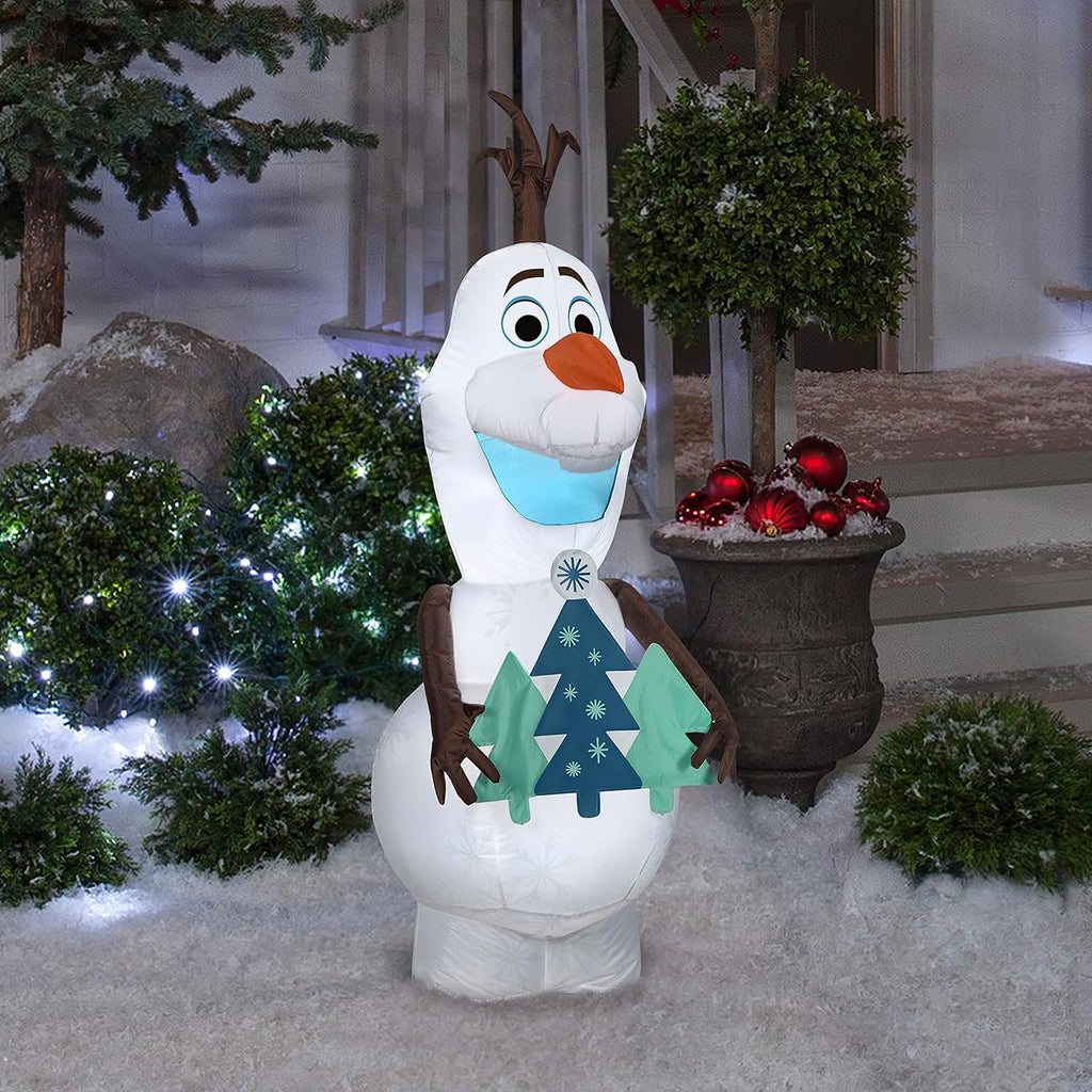4ft Airblown Inflatable Olaf Holding Christmas Tree I99730