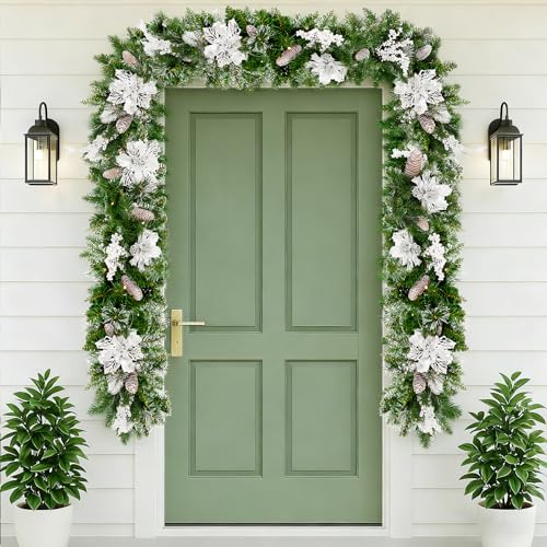 9ft Christmas Garland with Multicolor LED Lights and Remote Control F27550
