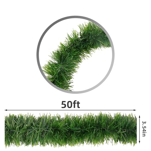 50ft Christmas Garland Greenery Tinsel for Tree Stairs Railing Decor A66109