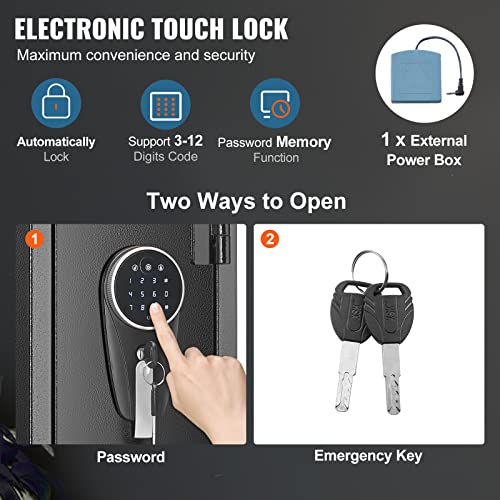 6-8 Rifles Gun Safe with Fingerprint & Digital Keypad Lock T236353