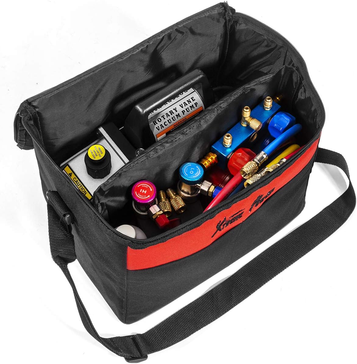 HVAC Air Vacuum Pump 3CFM with Manifold Gauge and Carrying Tote V8859