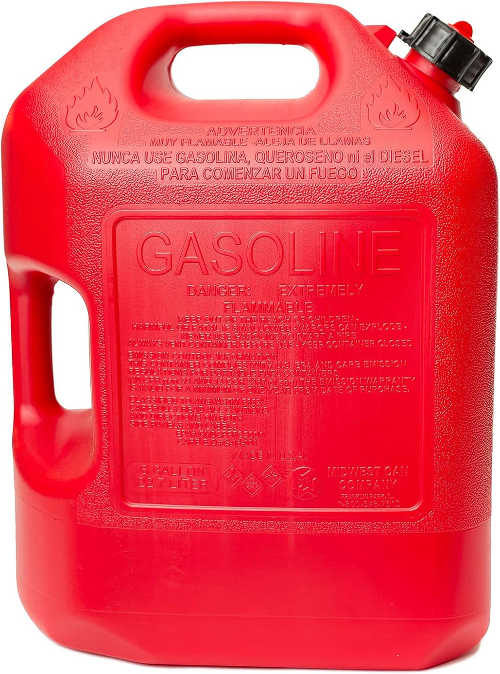 6 Gallon Gasoline Can with Auto Shut Off Spout L807