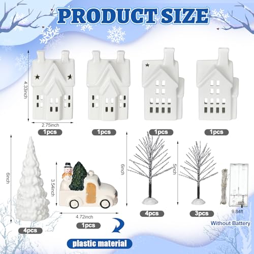 Christmas Village Set of 17 with LED Ceramic Houses and Trees F8383