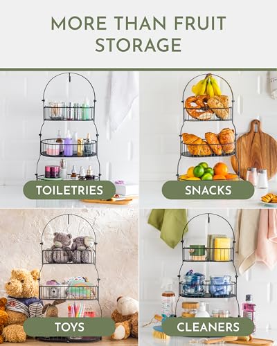 Fruit Basket for Kitchen Counter, 3-Tier Stand with Removable Baskets U643