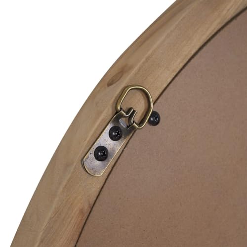 Rustic 30" Round Wall Mirror with Wood Frame R200772