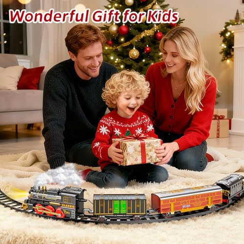 Electric Train Set for Kids with Smoke, Light and Sound, DIY Tracks L560