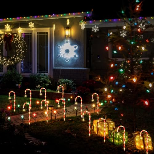 Candy Cane Solar Pathway Lights 15FT Outdoor Christmas Decor N66297