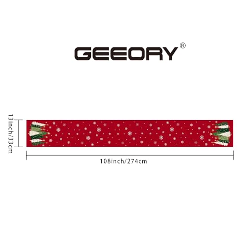 Christmas Table Runner 13x72 Inch, Red Winter Holiday Decor H348
