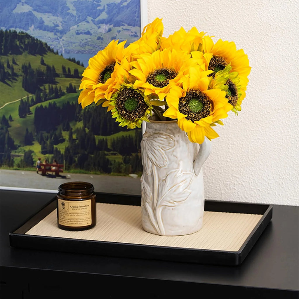 White Ceramic Vase with Handle H46540