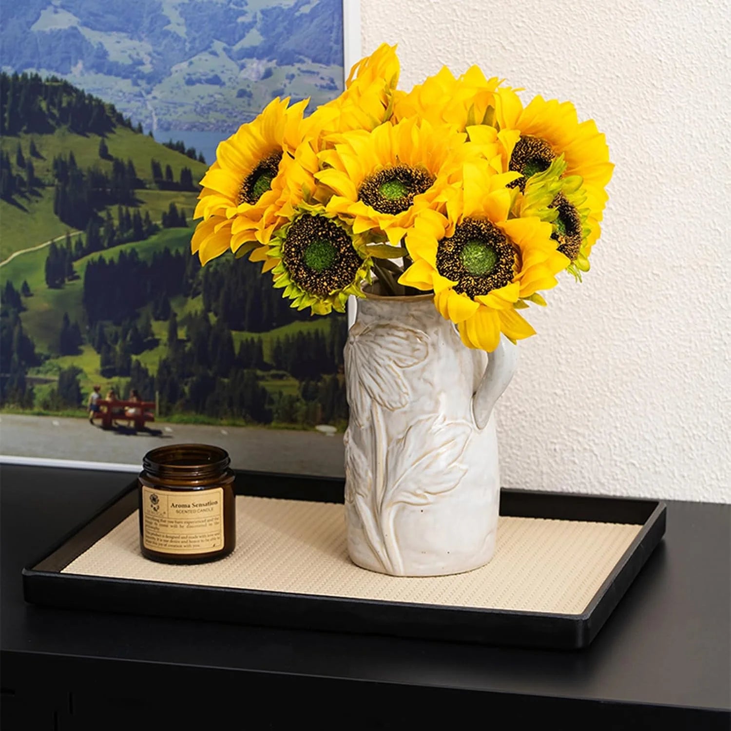 White Ceramic Vase with Handle H46540