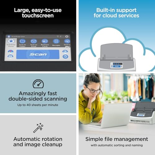 Wireless Document & Photo Scanner with Touchscreen, 40 PPM, Black M484514