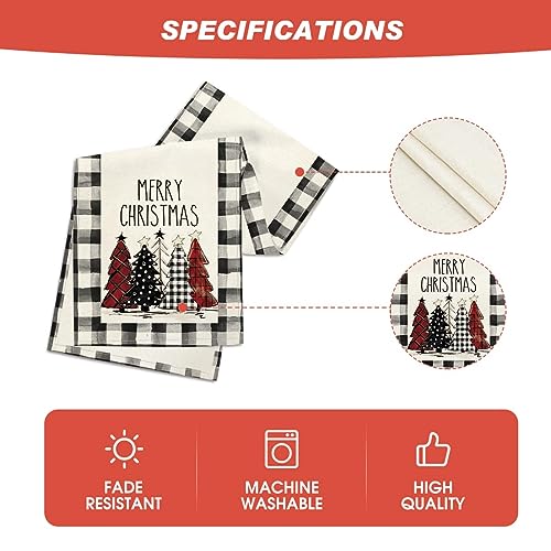 Buffalo Plaid Christmas Trees Table Runner, Winter Holiday Kitchen Dining Decor, 13 x 108 Inch D48516