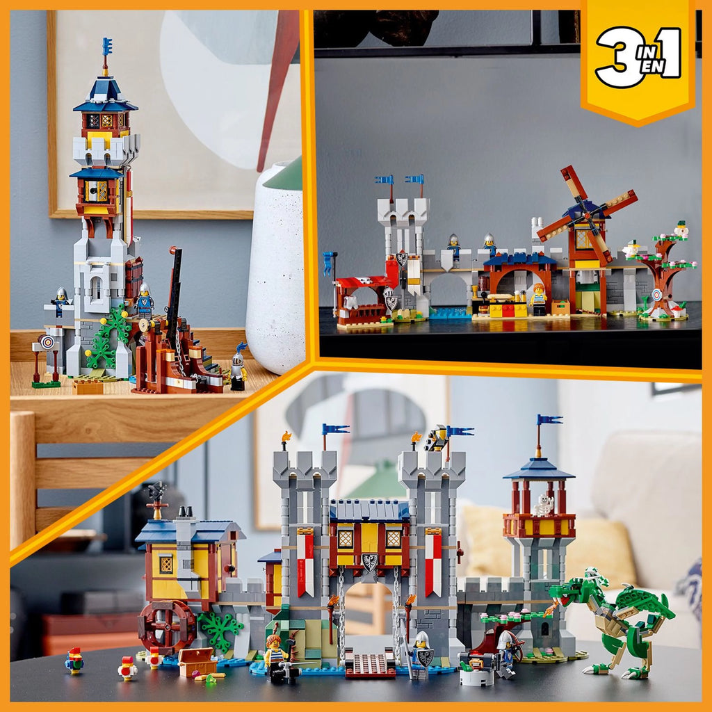 Medieval Castle Toy, 3 in 1 Transforms to Tower and Marketplace U7142