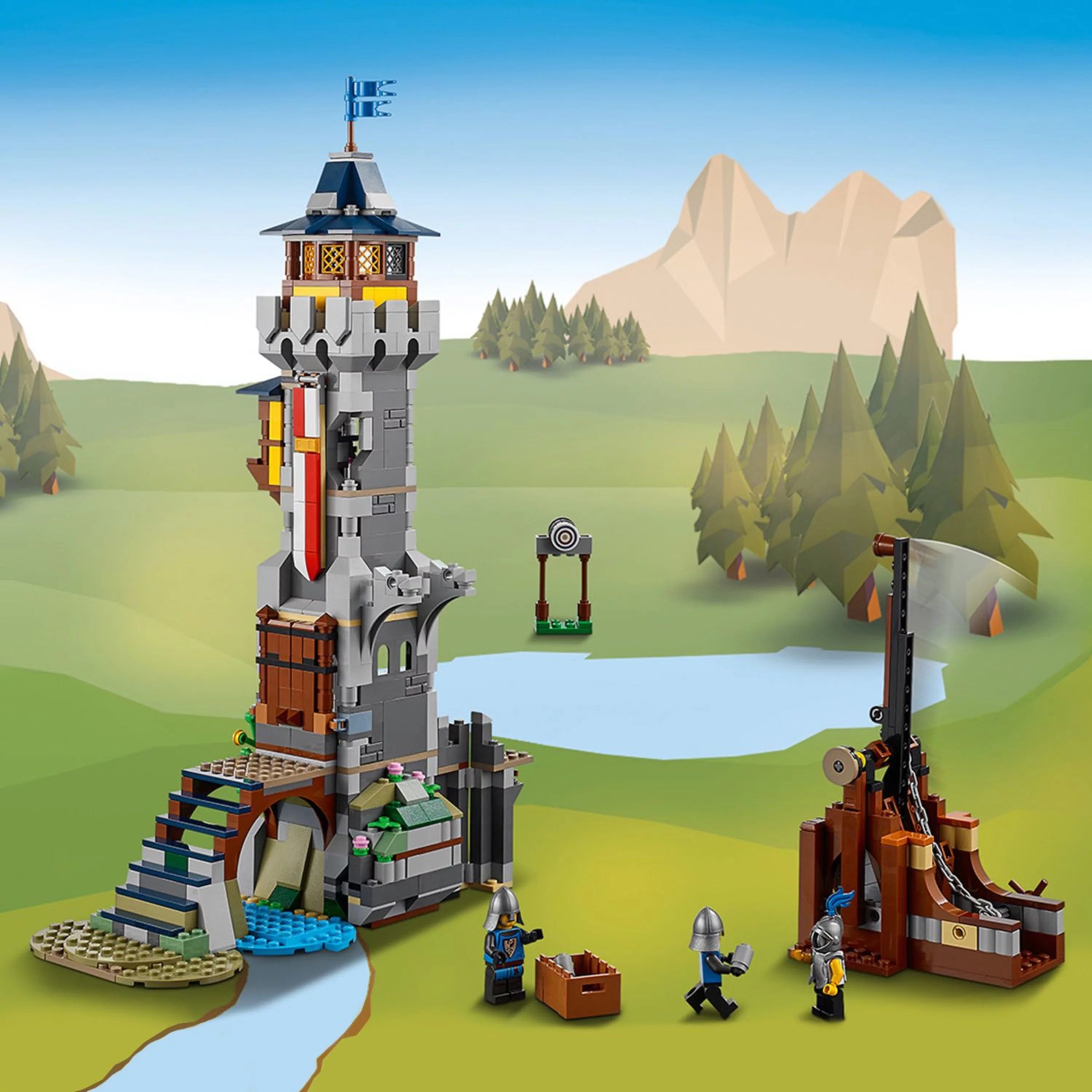 Medieval Castle Toy, 3 in 1 Transforms to Tower and Marketplace U7142
