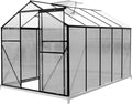 Zstar 10x6 FT Polycarbonate Greenhouses with Sliding Door and Adjustable Vent Window, Heavy Duty Outdoor Aluminum Walk-in Green House for Outdoor Garden Backyard, Greenhouses for Outdoors, Black