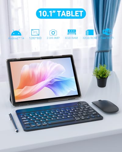 10 inch Android Tablet with Keyboard Case, 6GB RAM 32GB ROM S7781