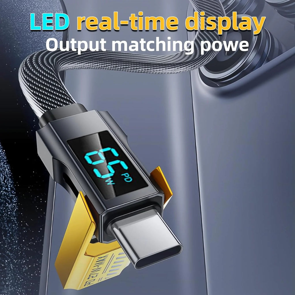 USB 65W 4-in-1 fast charging cable 6.6FT with LED display T472808