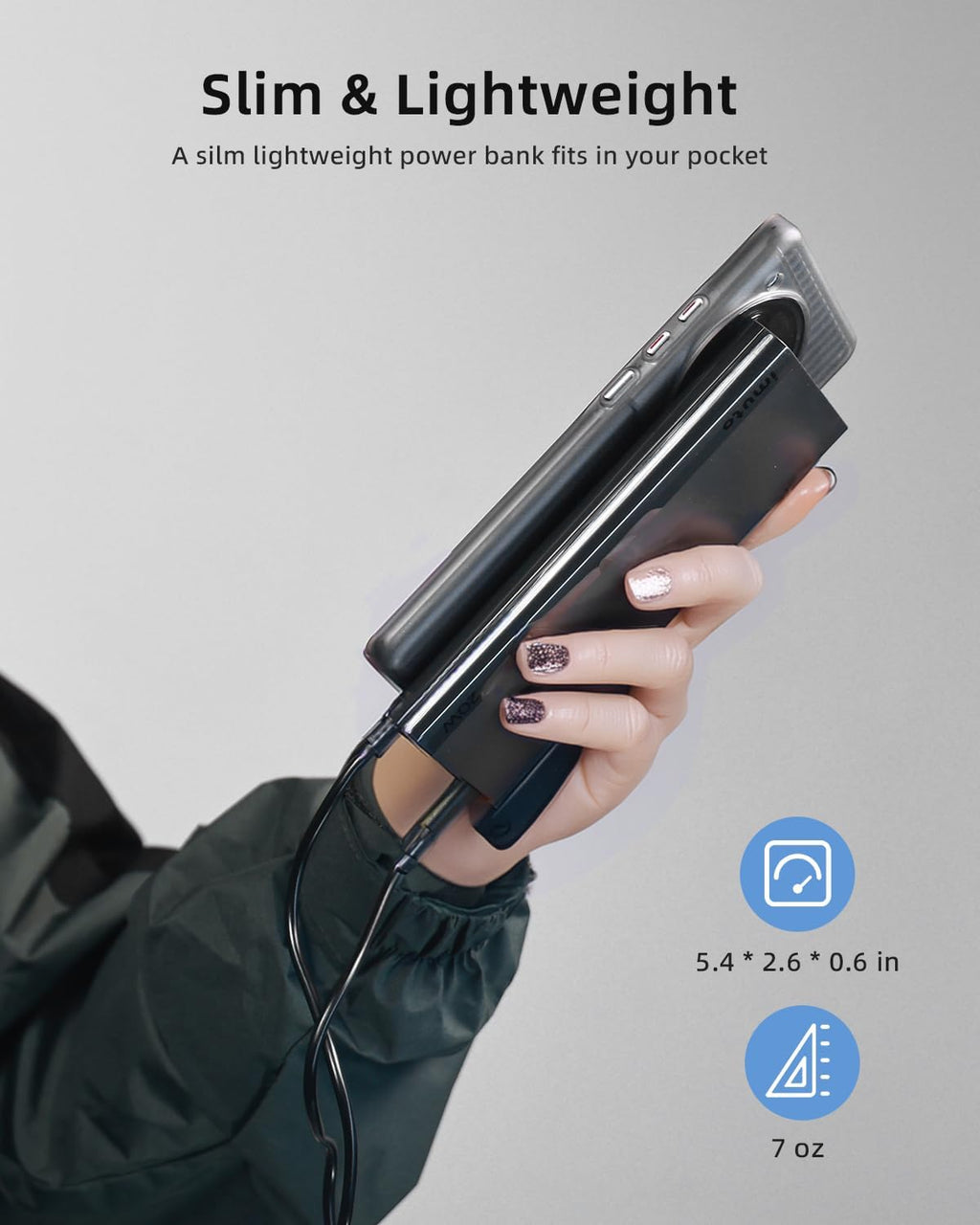 Slim 10000mAh Portable Charger 20W PD USB-C Fast Charging Power Bank L5994