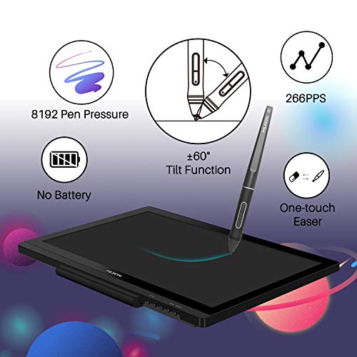 Drawing Tablet with Screen 120% sRGB Graphic Monitor Pen Display Tilt Function Battery-Free Stylus 8192 Pen Pressure Q370