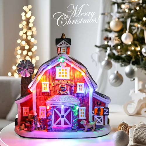 Ceramic Christmas Houses with Warm LED Light Y89884