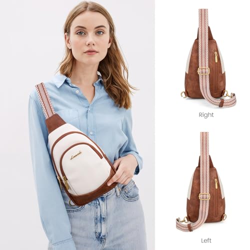 Sling Bag for Women, Leather Crossbody Bag with Detachable Strap X139
