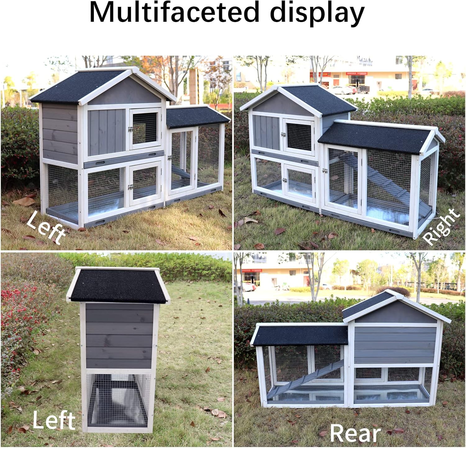 Rabbit Hutch with Run, No Leak Tray, UV Panel P37872