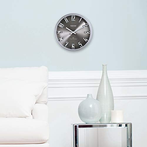 Steel Wall Clock, Silver, 10 x 2 x 10 C254